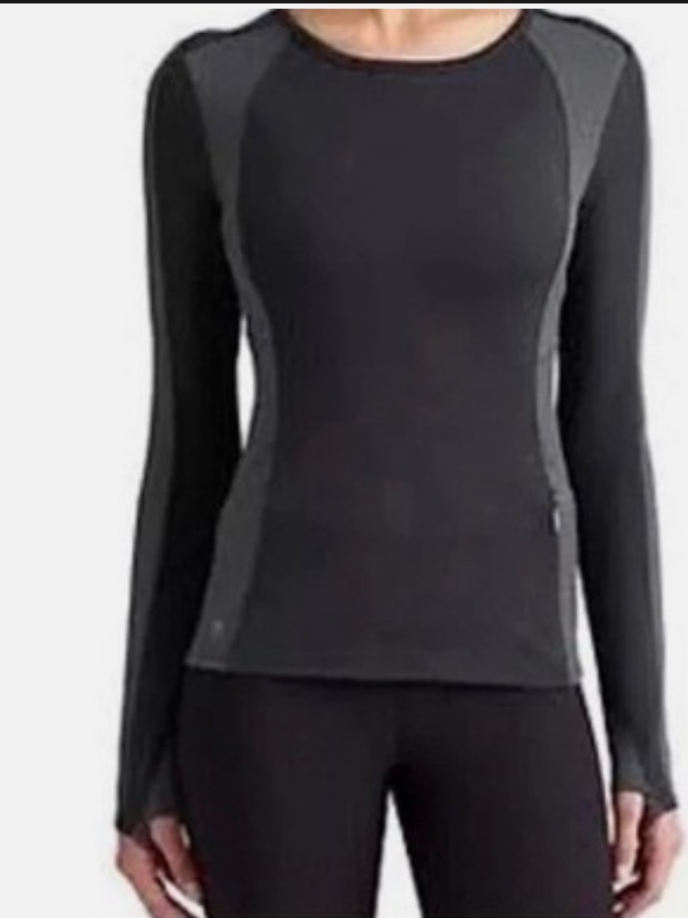 Athleta Women's Spotlight Black/Grey Pinstripes L/S Active Running Top Size S